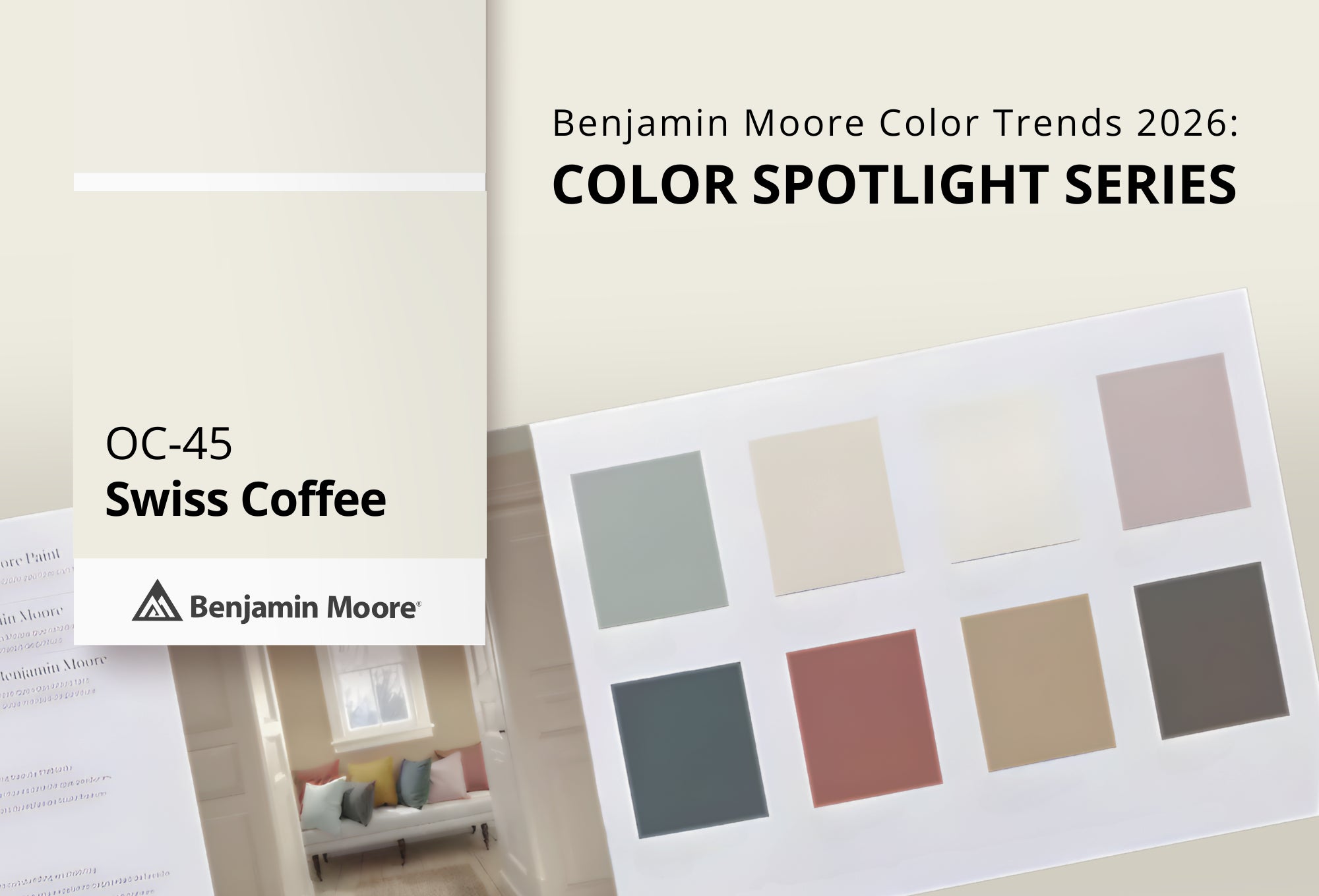 Swiss Coffee OC‑45 | Benjamin Moore Color Trends 2026 | John Boyle Decorating Company