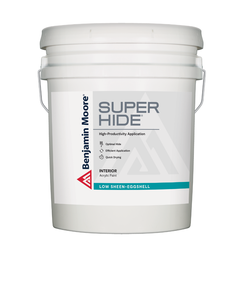Benjamin Moore Super Hide Interior Paint Low-Sheen Eggshell 5-Gallon Pail available at John Boyle.