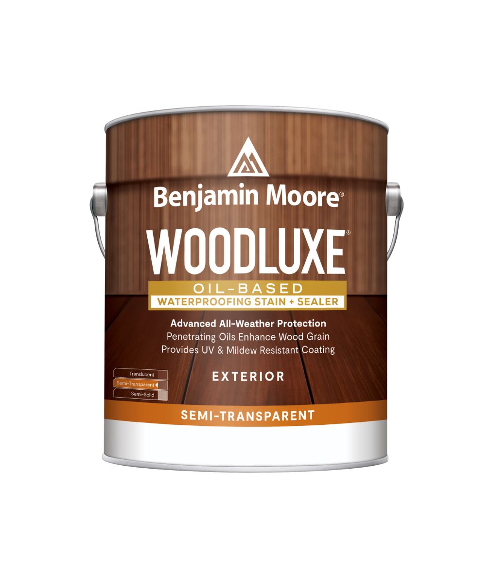 Benjamin Moore Woodluxe® Oil-Based Semi-Transparent Exterior Stain available at John Boyle.