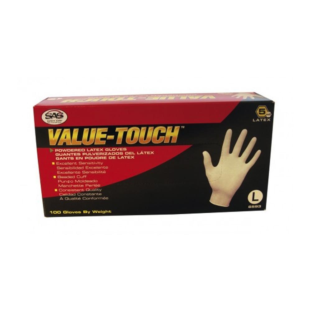 SAS VALUE-TOUCH LATEX 5 MIL GLOVES MED
