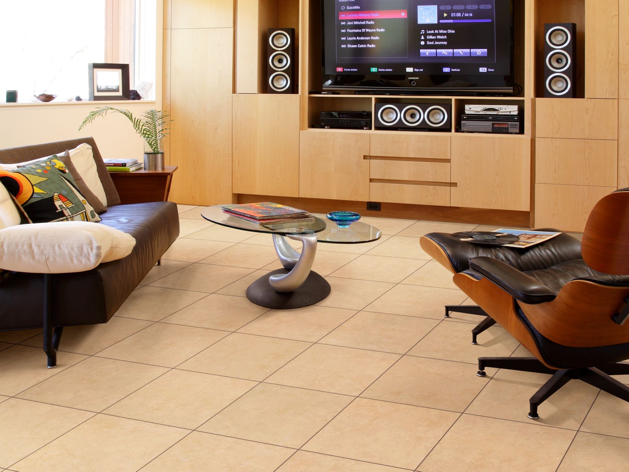 Fresco Vinyl Commercial by Shaw Floors in the color Stucco flooring in a home, showing the finished look.