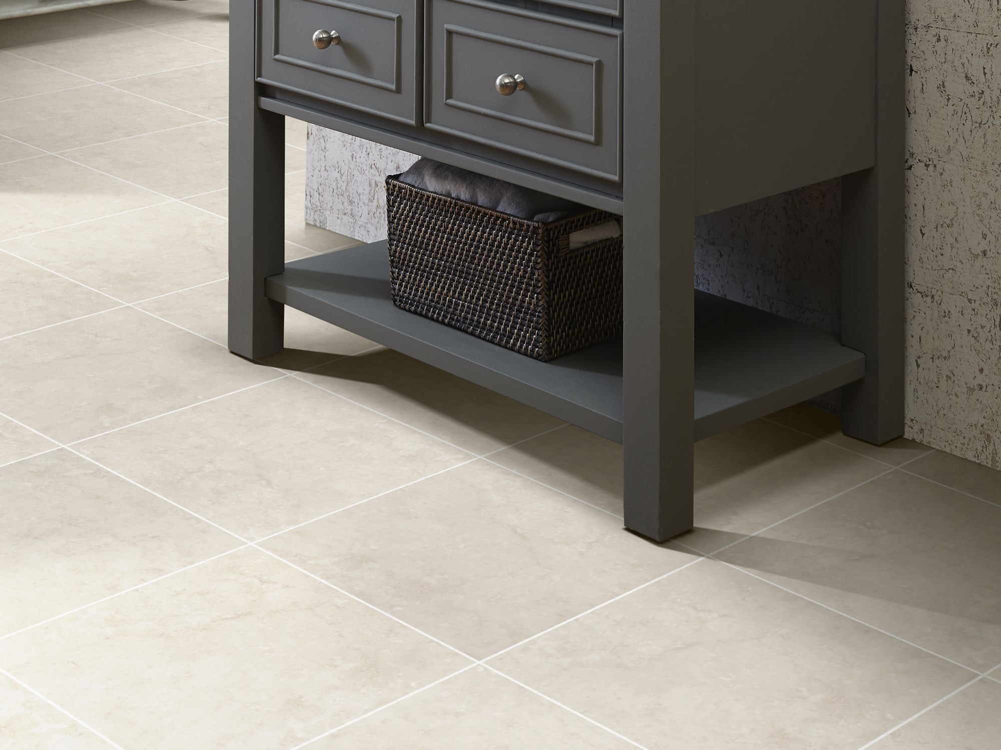 Fresco Vinyl Commercial by Shaw Floors in the color Ash flooring in a home, showing the finished look.