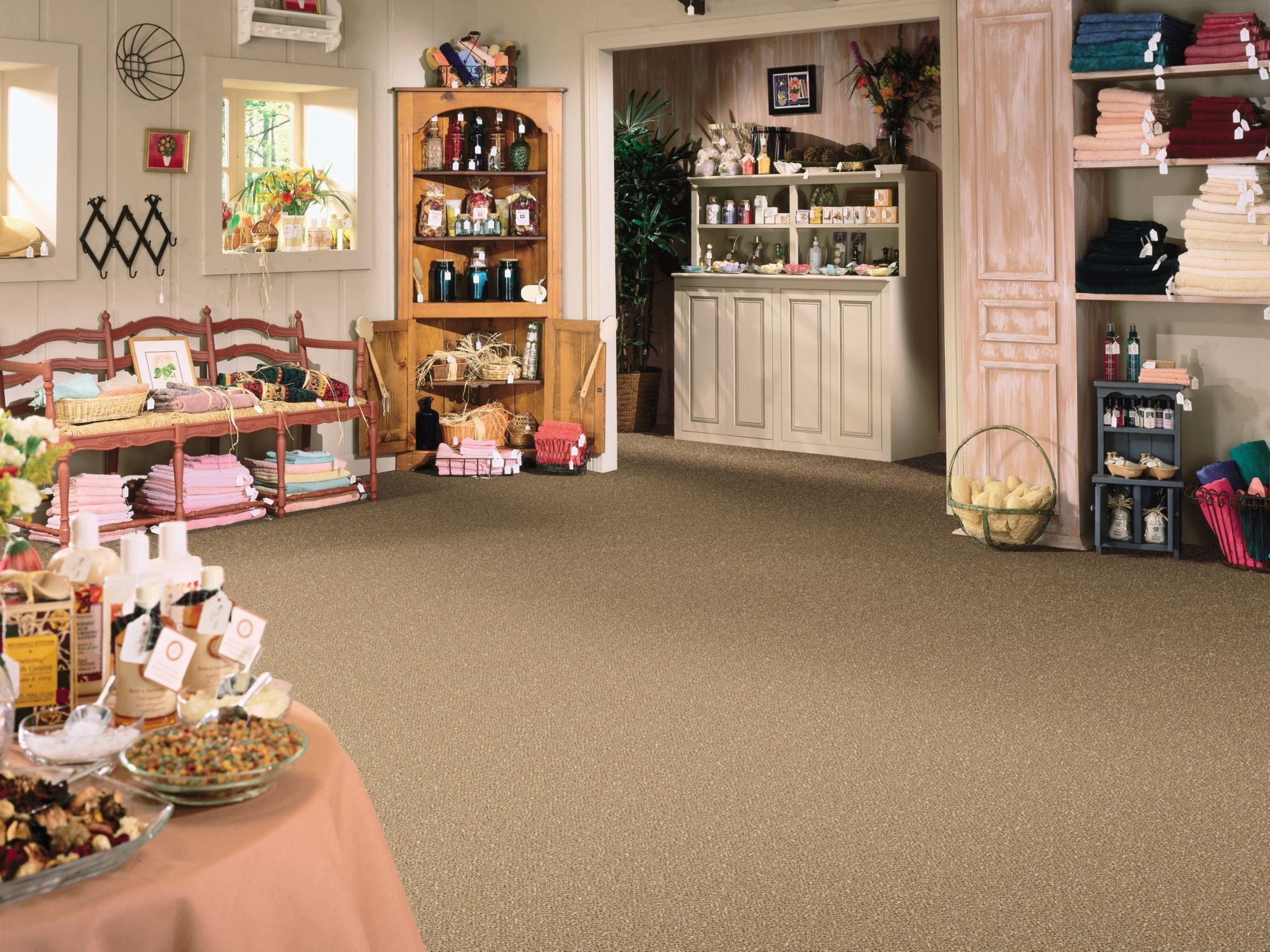 Stonefield 28 Commercial Carpet by Philadelphia Commercial in the color Landscape. Image of browns carpet in a room.