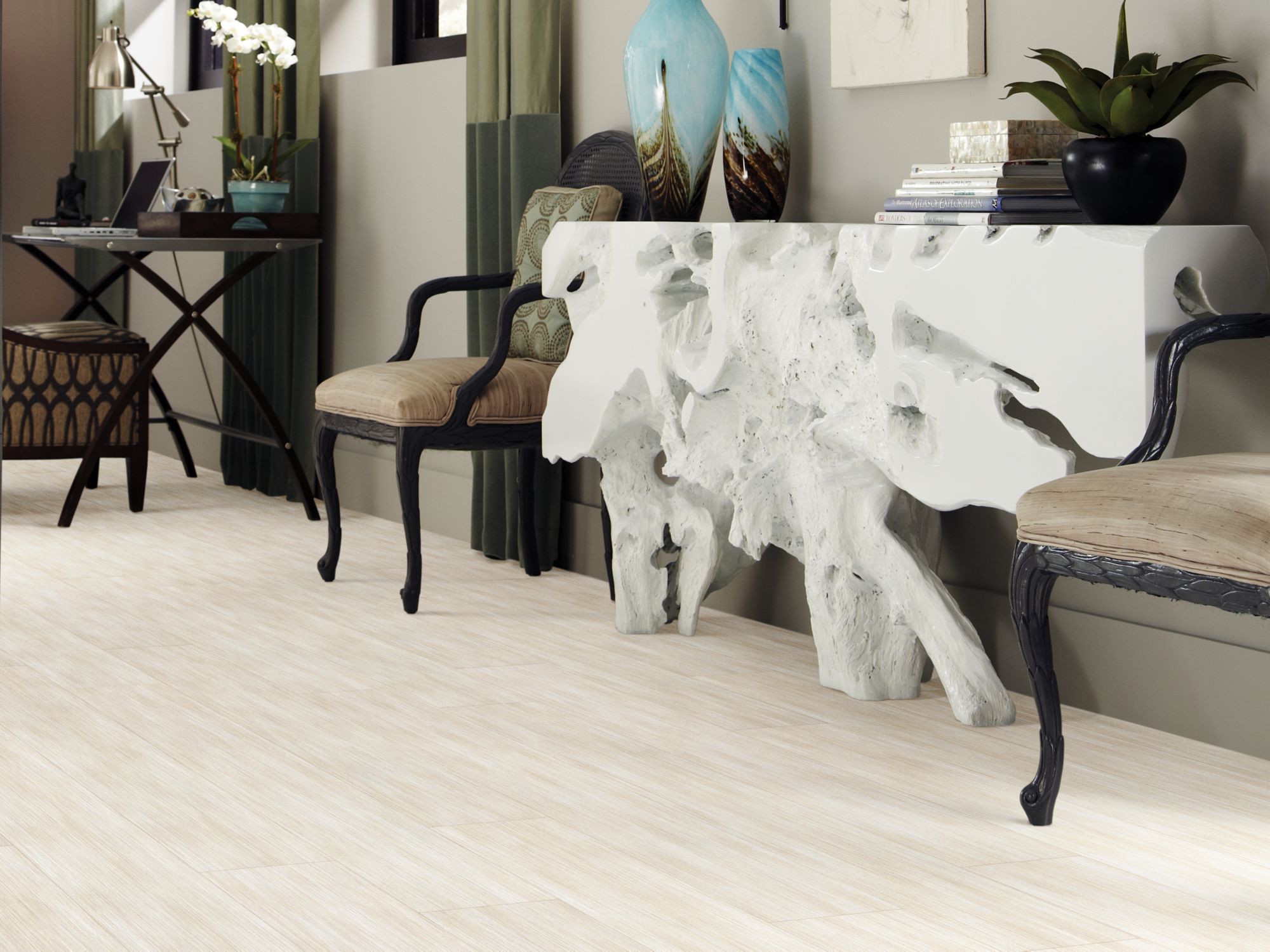 Personality 12Mil Vinyl Commercial by Shaw Floors in the color Bistro flooring in a home, showing the finished look.