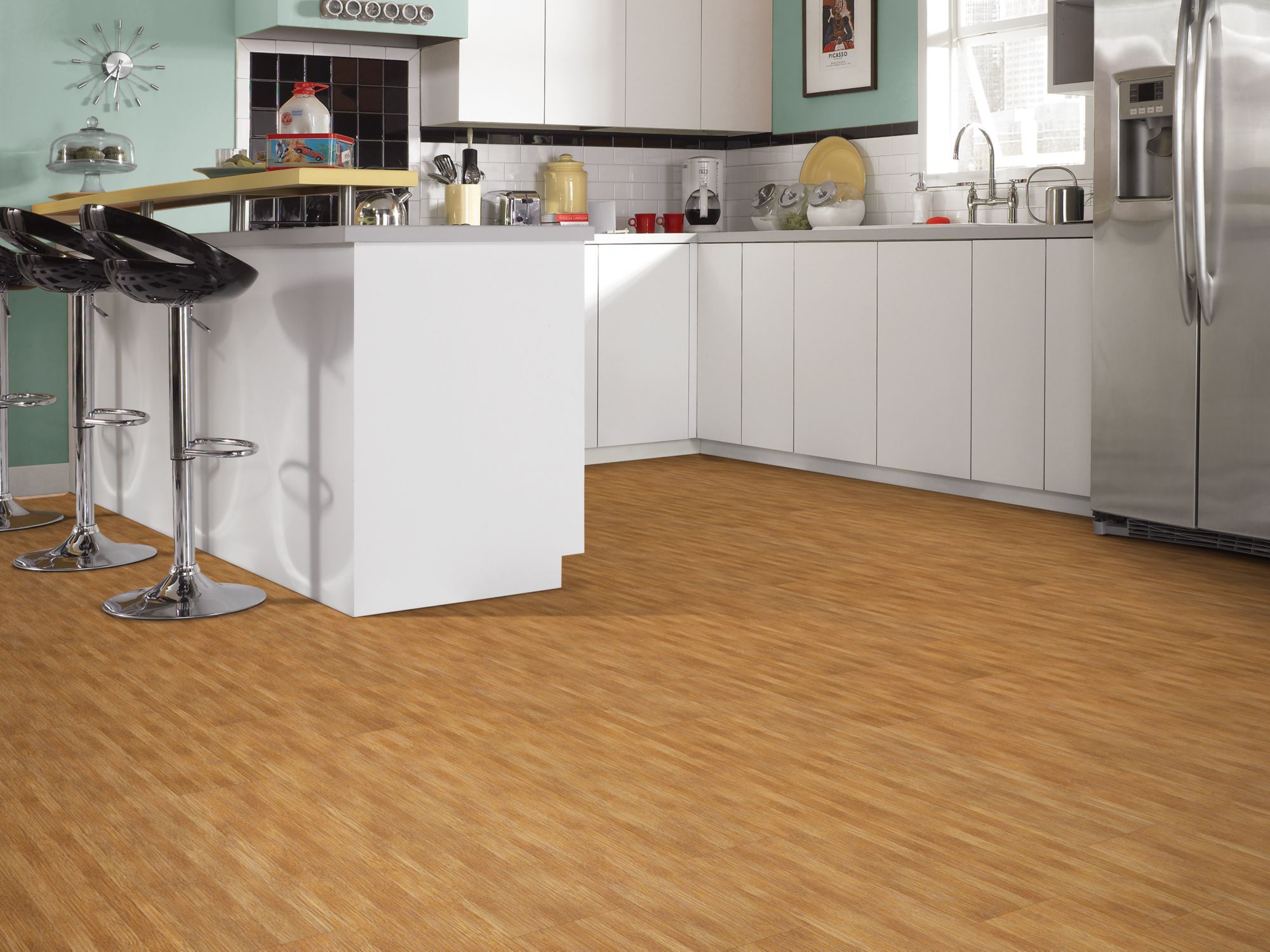 Personality 20 Vinyl Residential by Shaw Floors in the color Bridgeway flooring in a home, showing the finished look.