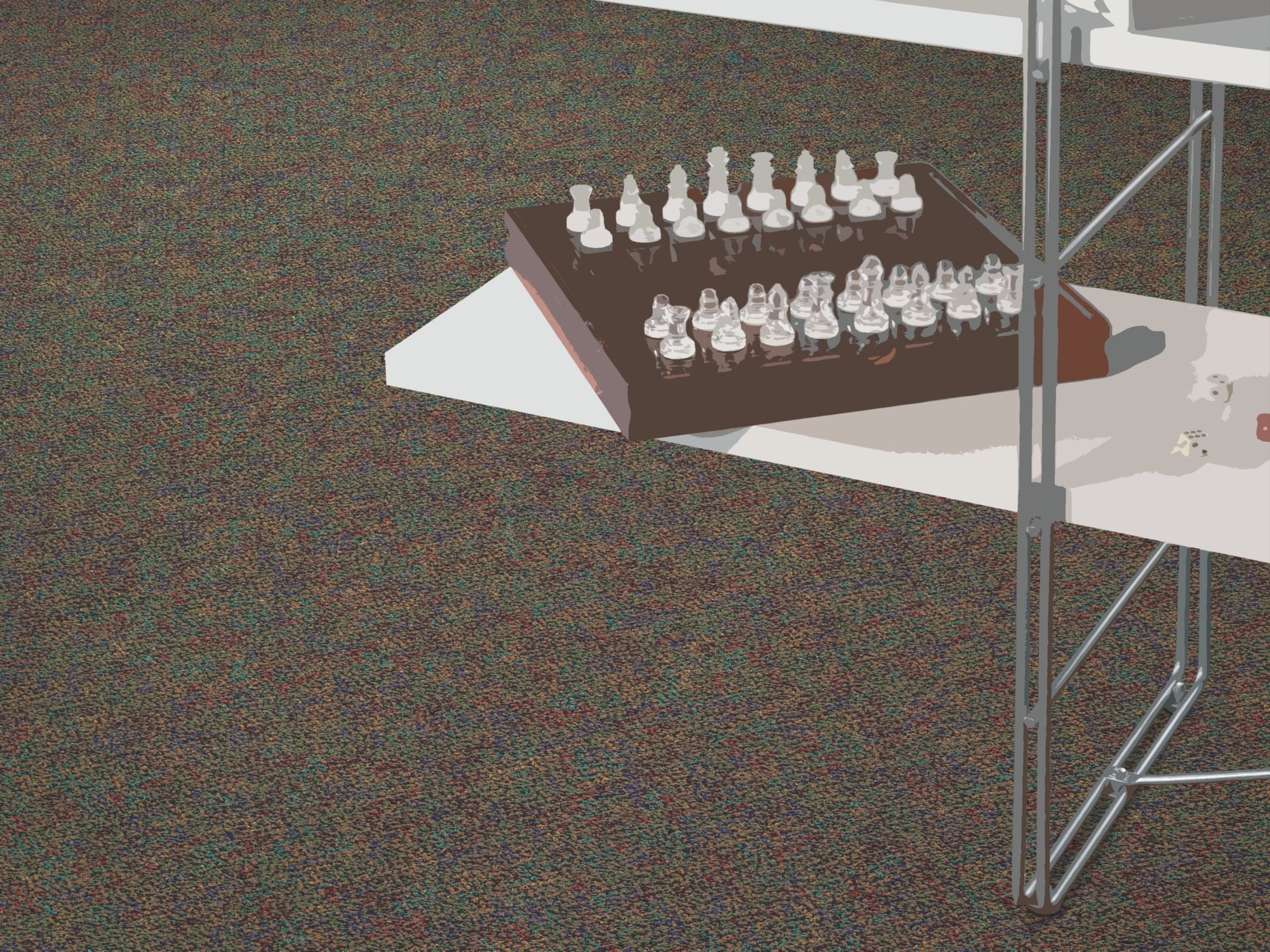 Swizzle Commercial Carpet by Philadelphia Commercial in the color Hide N Seek. Image of golds carpet in a room.