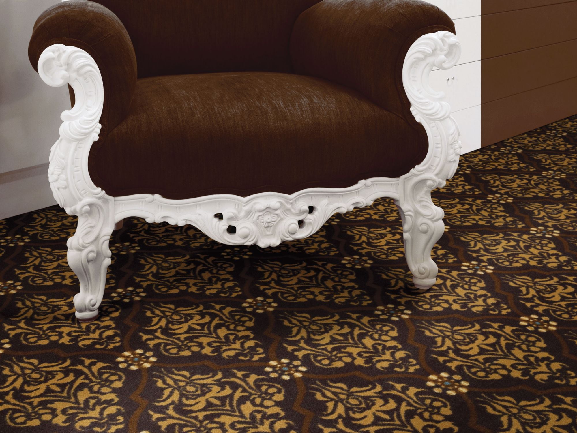 Masters Commercial Carpet by Philadelphia Commercial in the color Birkdale. Image of browns carpet in a room.