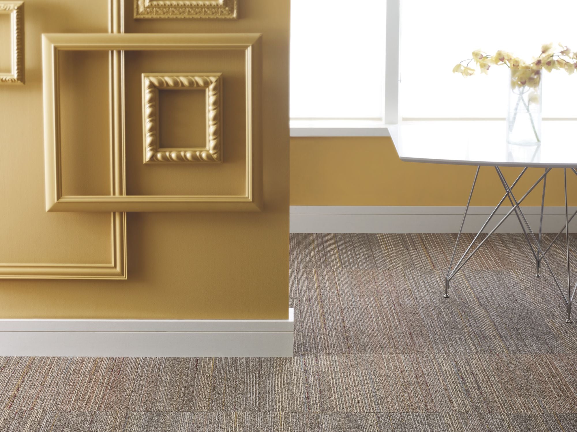 Unify Commercial Carpet by Philadelphia Commercial in the color To Meld. Image of beiges carpet in a room.