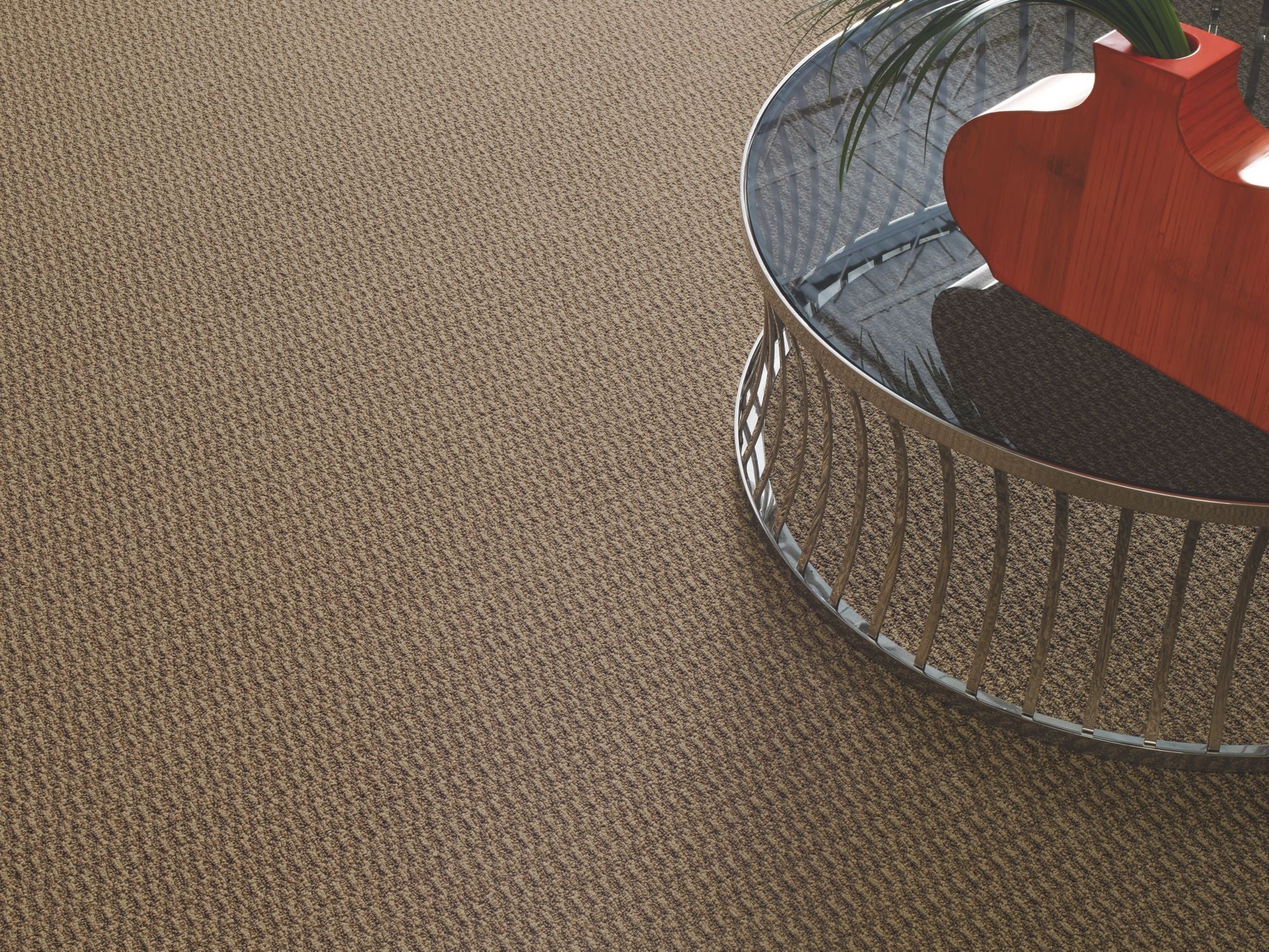 In Harmony Commercial Carpet by Philadelphia Commercial in the color Suitable. Image of golds carpet in a room.