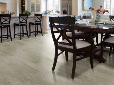 In The Grain 20 Vinyl Commercial by Shaw Floors in the color Hemp flooring in a home, showing the finished look.