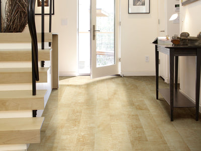 In The Grain 20 Vinyl Commercial by Shaw Floors in the color Maize flooring in a home, showing the finished look.