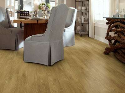 In The Grain 20 Vinyl Commercial by Shaw Floors in the color Millet flooring in a home, showing the finished look.