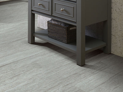 In The Grain 20 Vinyl Commercial by Shaw Floors in the color Frosted Oats flooring in a home, showing the finished look.