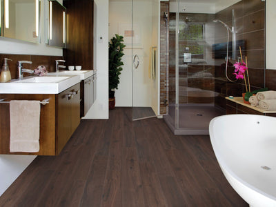 In The Park Vinyl Commercial by Shaw Floors in the color Marrone flooring in a home, showing the finished look.