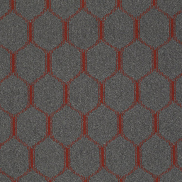 Ogee Commercial Carpet by Philadelphia Commercial in the color Rocket Red. Sample of grays carpet pattern and texture.