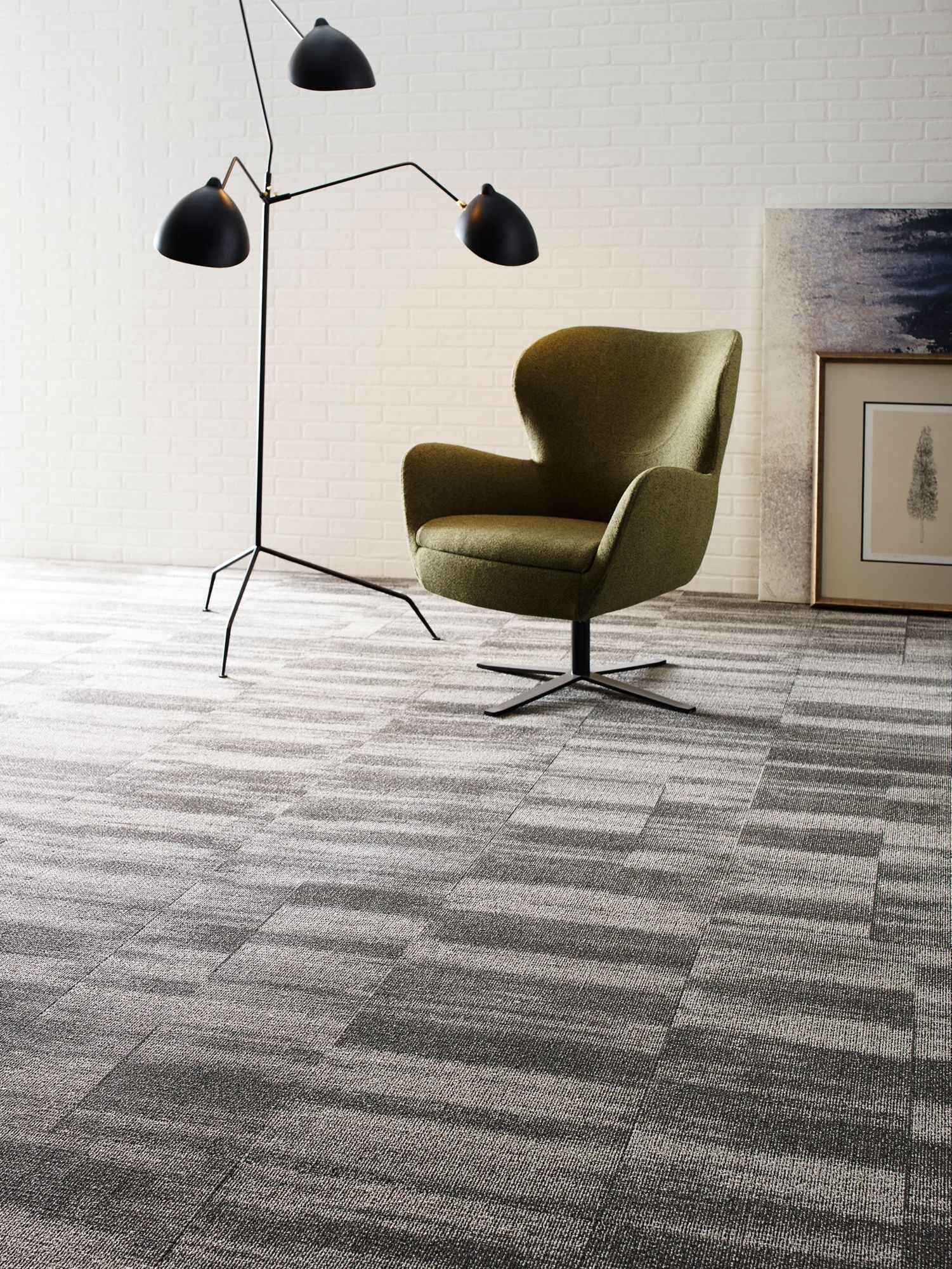 Ridges Commercial Carpet by Philadelphia Commercial in the color Magnetite. Image of grays carpet in a room.