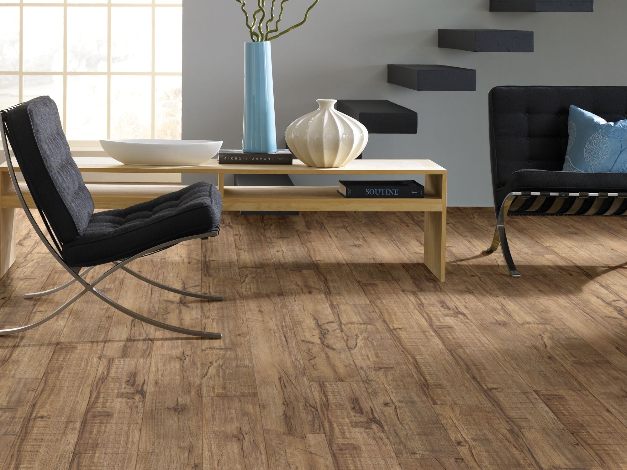 Mesa Trail Vinyl Commercial by Shaw Floors in the color Lookout Point flooring in a home, showing the finished look.