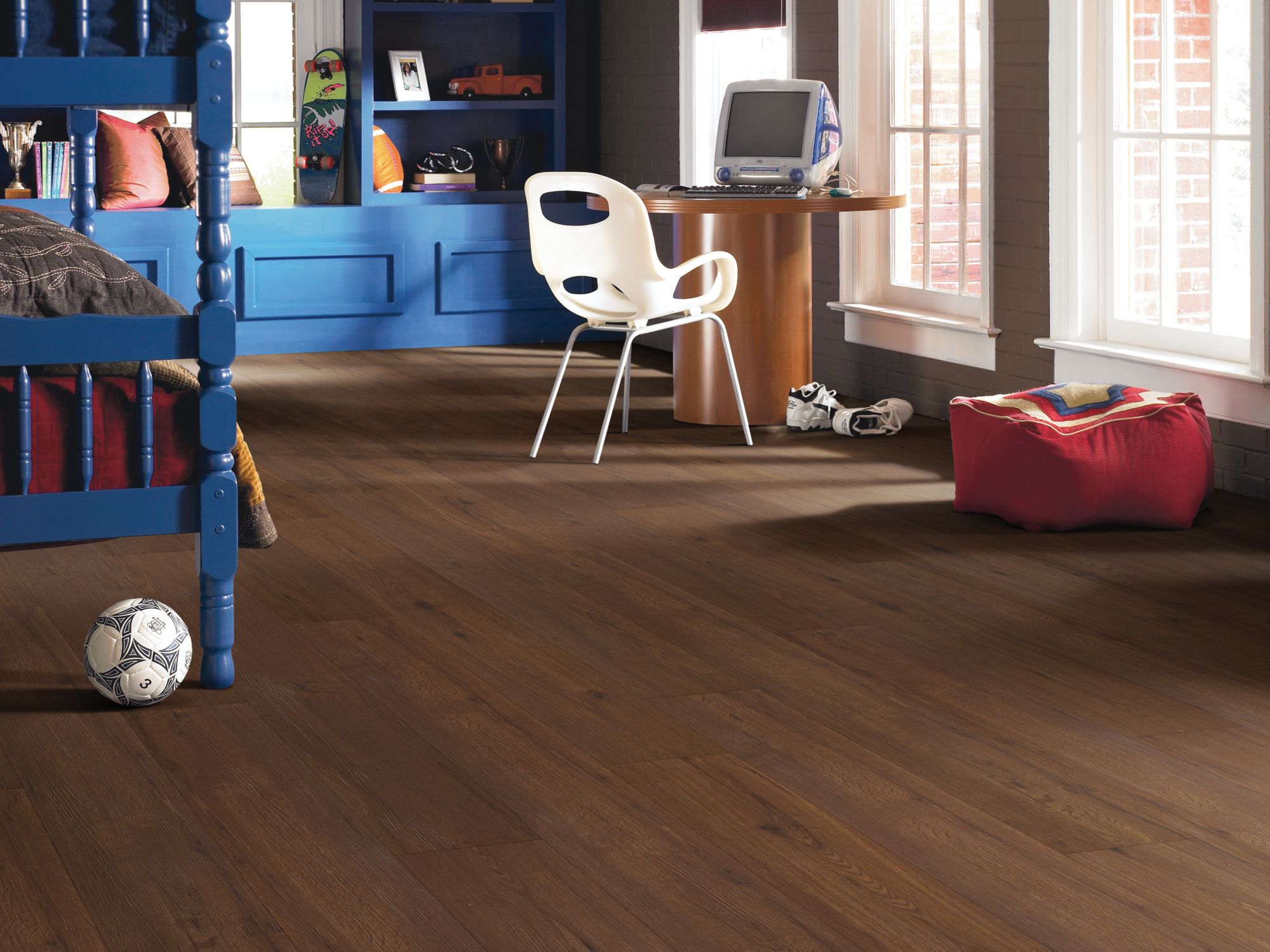 Mesa Trail Vinyl Commercial by Shaw Floors in the color Apple Cider flooring in a home, showing the finished look.