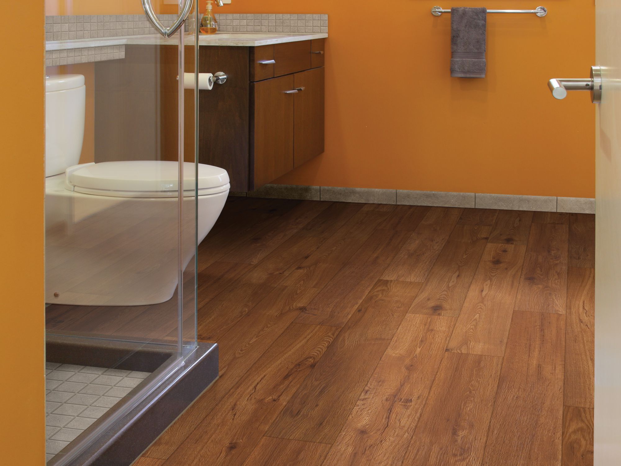 In The Park Sd Vinyl Commercial by Shaw Floors in the color Giallo flooring in a home, showing the finished look.