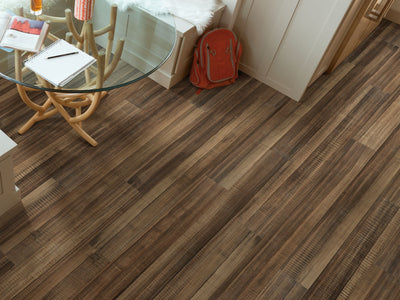 In The Grain Ii 20 Vinyl Commercial by Shaw Floors in the color Oakwood flooring in a home, showing the finished look.