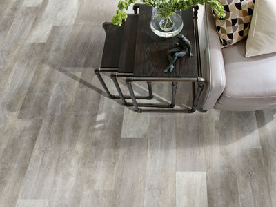 Transcend Vinyl Residential by Shaw Floors in the color Dovetail flooring in a home, showing the finished look.