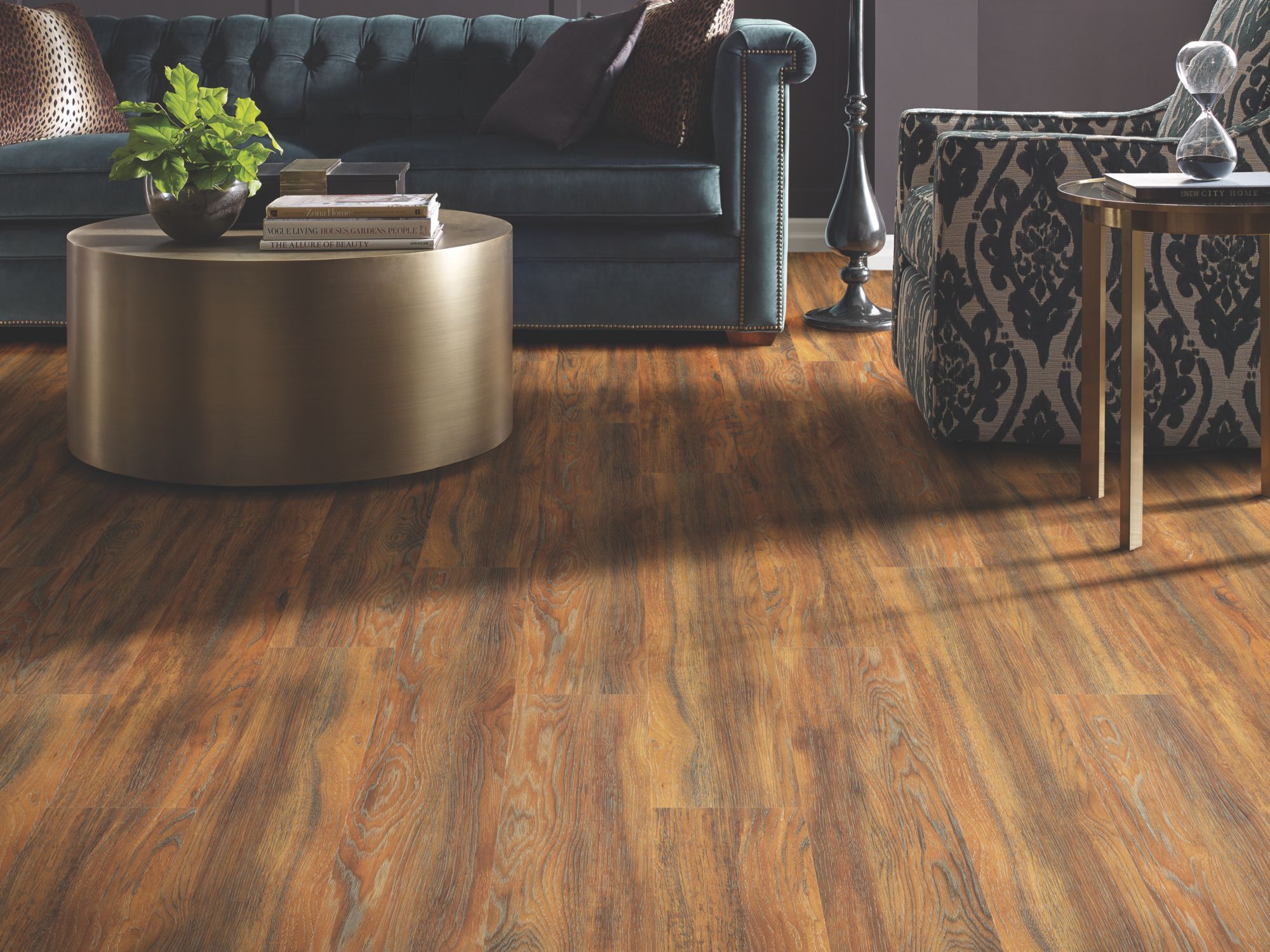 Transcend Vinyl Residential by Shaw Floors in the color Colonial flooring in a home, showing the finished look.