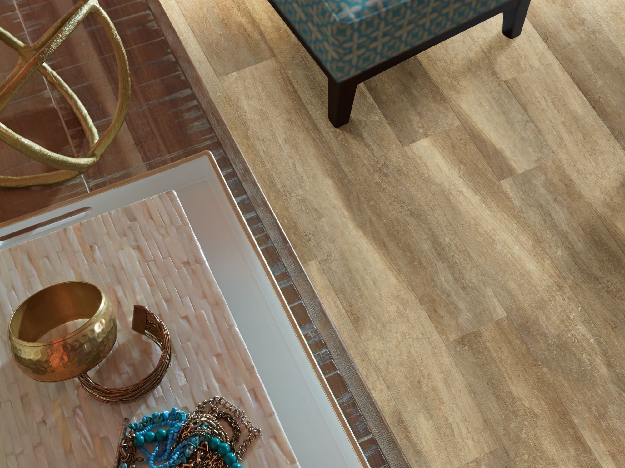 Transcend Vinyl Residential by Shaw Floors in the color Portabello flooring in a home, showing the finished look.