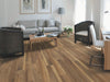 Transcend Vinyl Residential by Shaw Floors in the color Rookwood flooring in a home, showing the finished look.