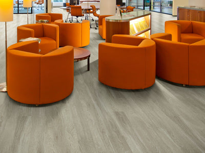 Sustain 12 Mil Vinyl Residential by Shaw Floors in the color Spelt flooring in a home, showing the finished look.