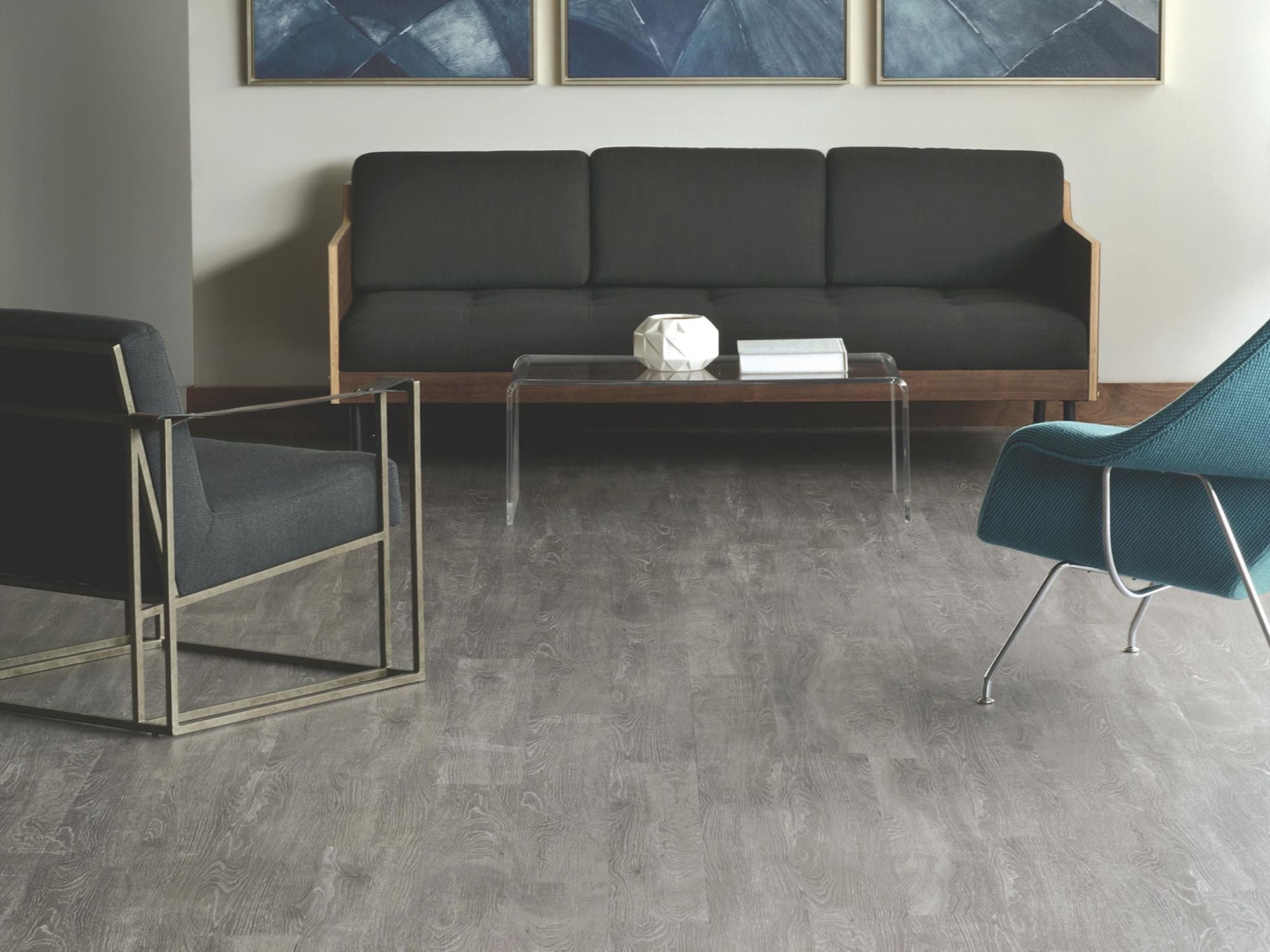 Sustain 20 Mil Vinyl Residential by Shaw Floors in the color Milo flooring in a home, showing the finished look.