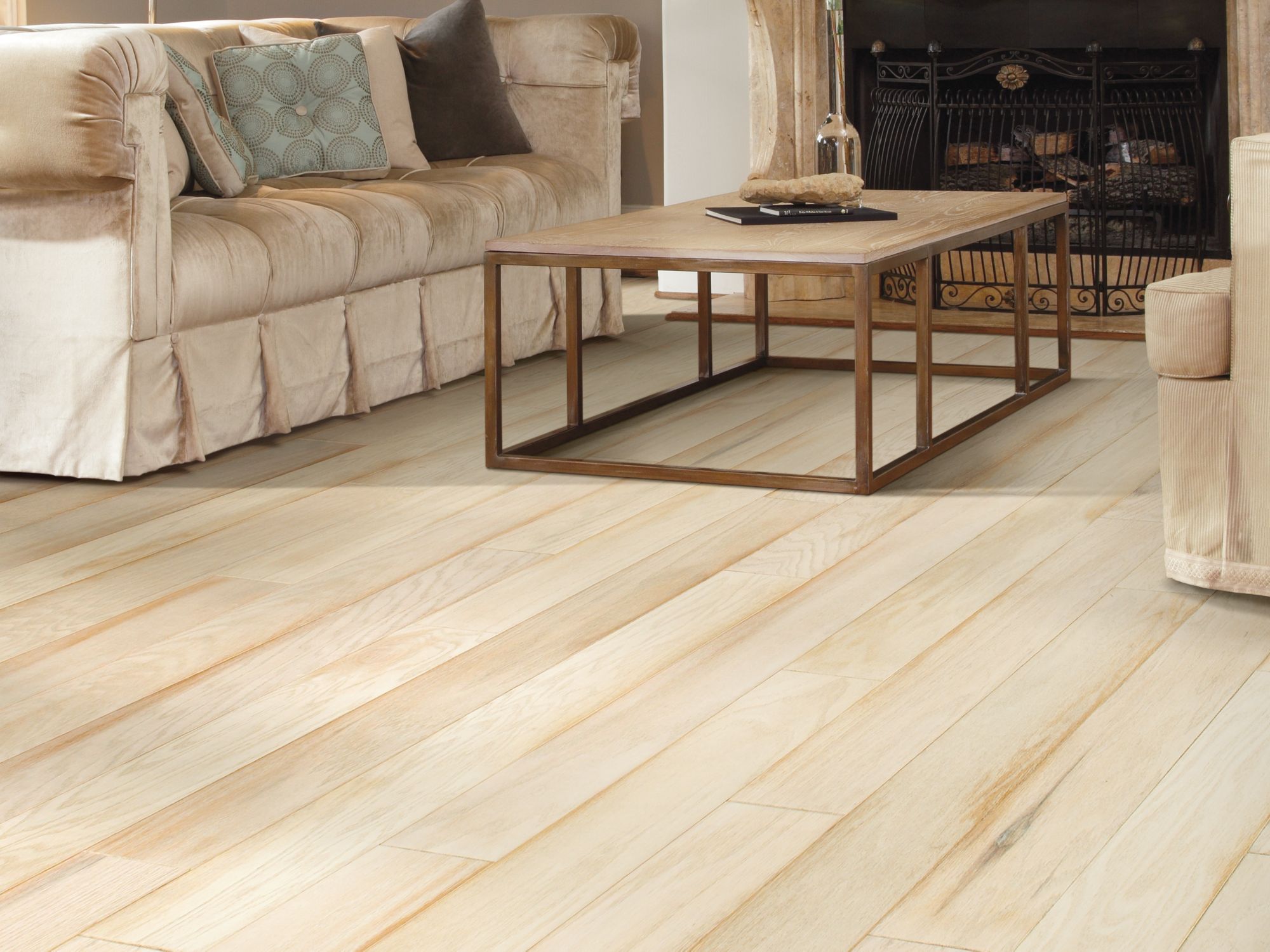 Muir'S Park Anderson Hardwood in the color bridalveil  by Shaw flooring in a home, showing the finished look.