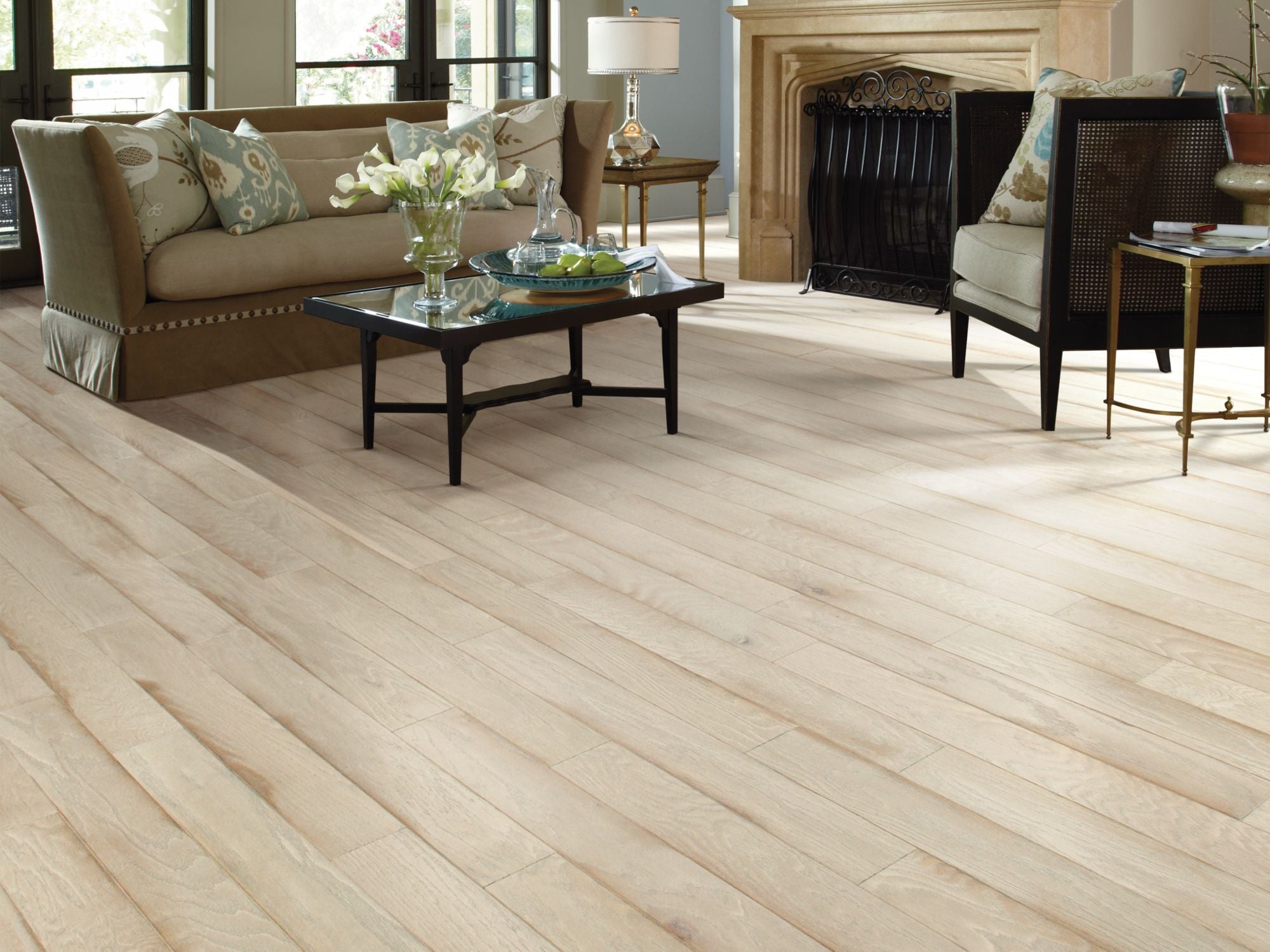 Muir'S Park Anderson Hardwood in the color vernal by Shaw flooring in a home, showing the finished look.