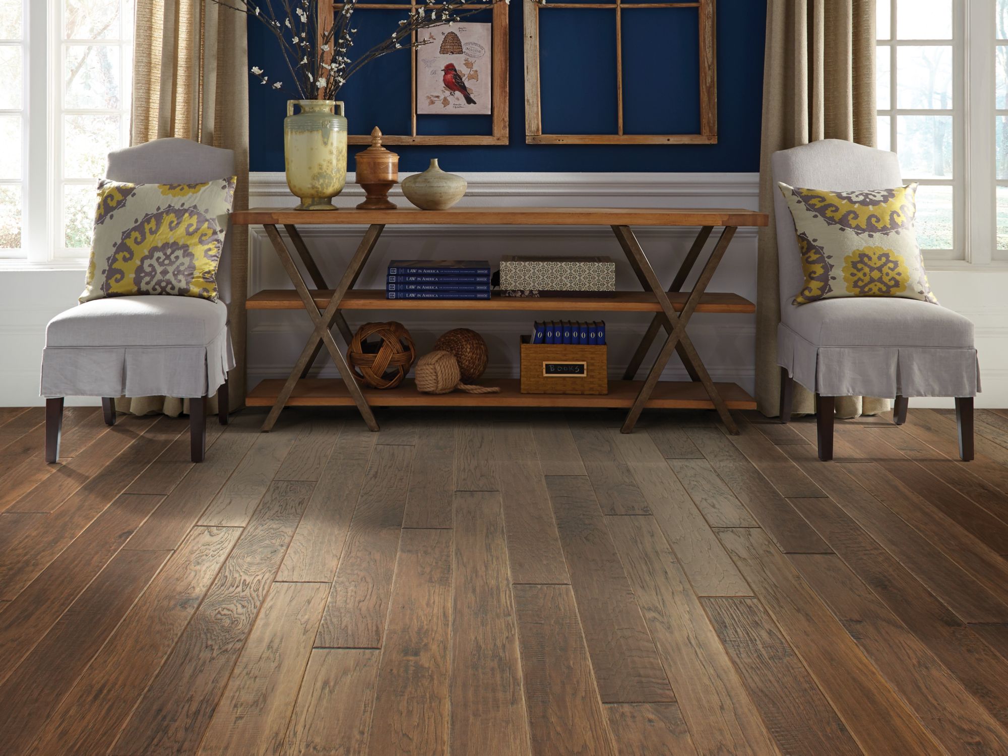 Palo Duro 5" Anderson Hardwood in the color copper by Shaw flooring in a home, showing the finished look.