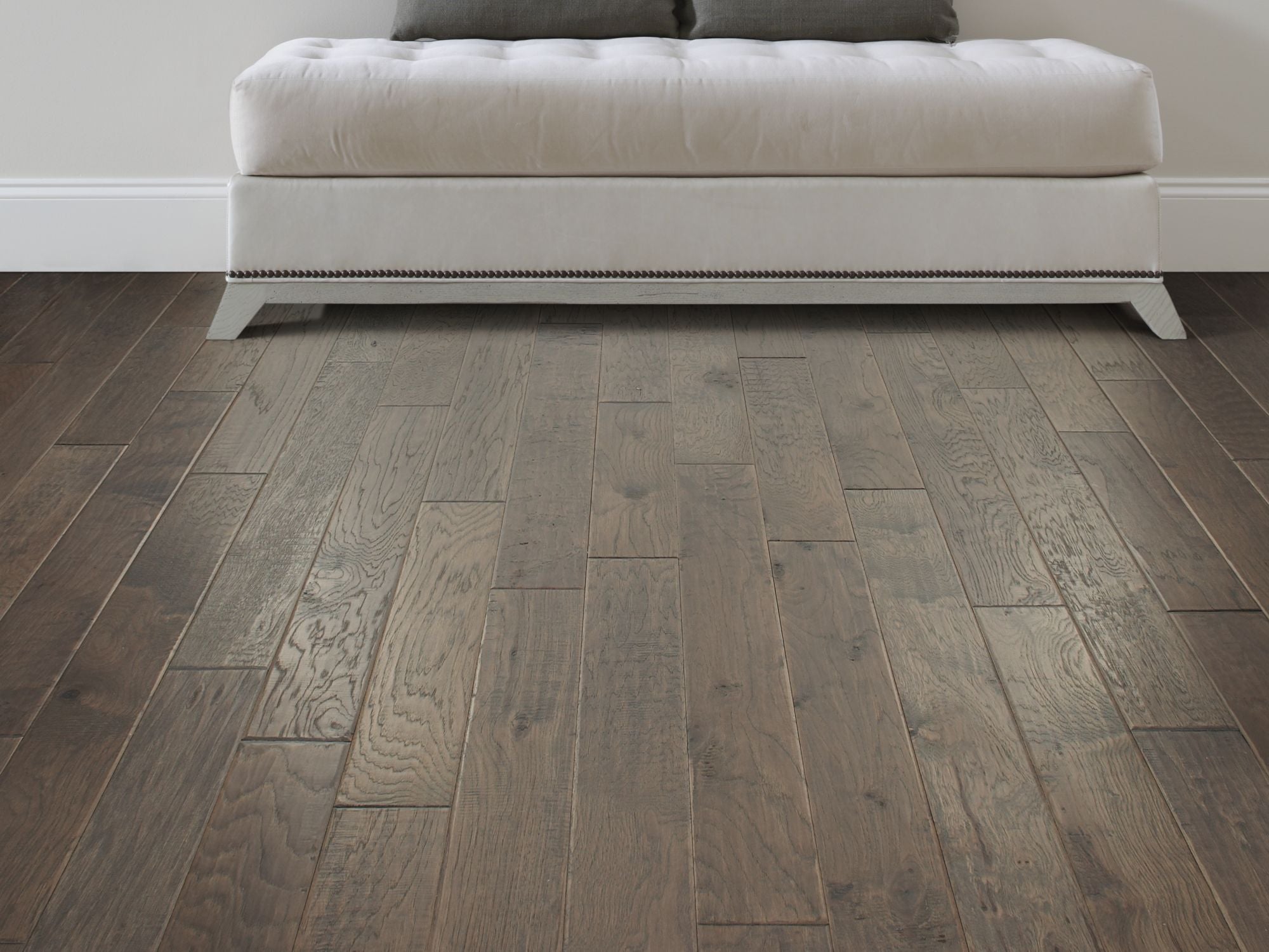 Palo Duro 5" Anderson Hardwood in the color nickel by Shaw flooring in a home, showing the finished look.