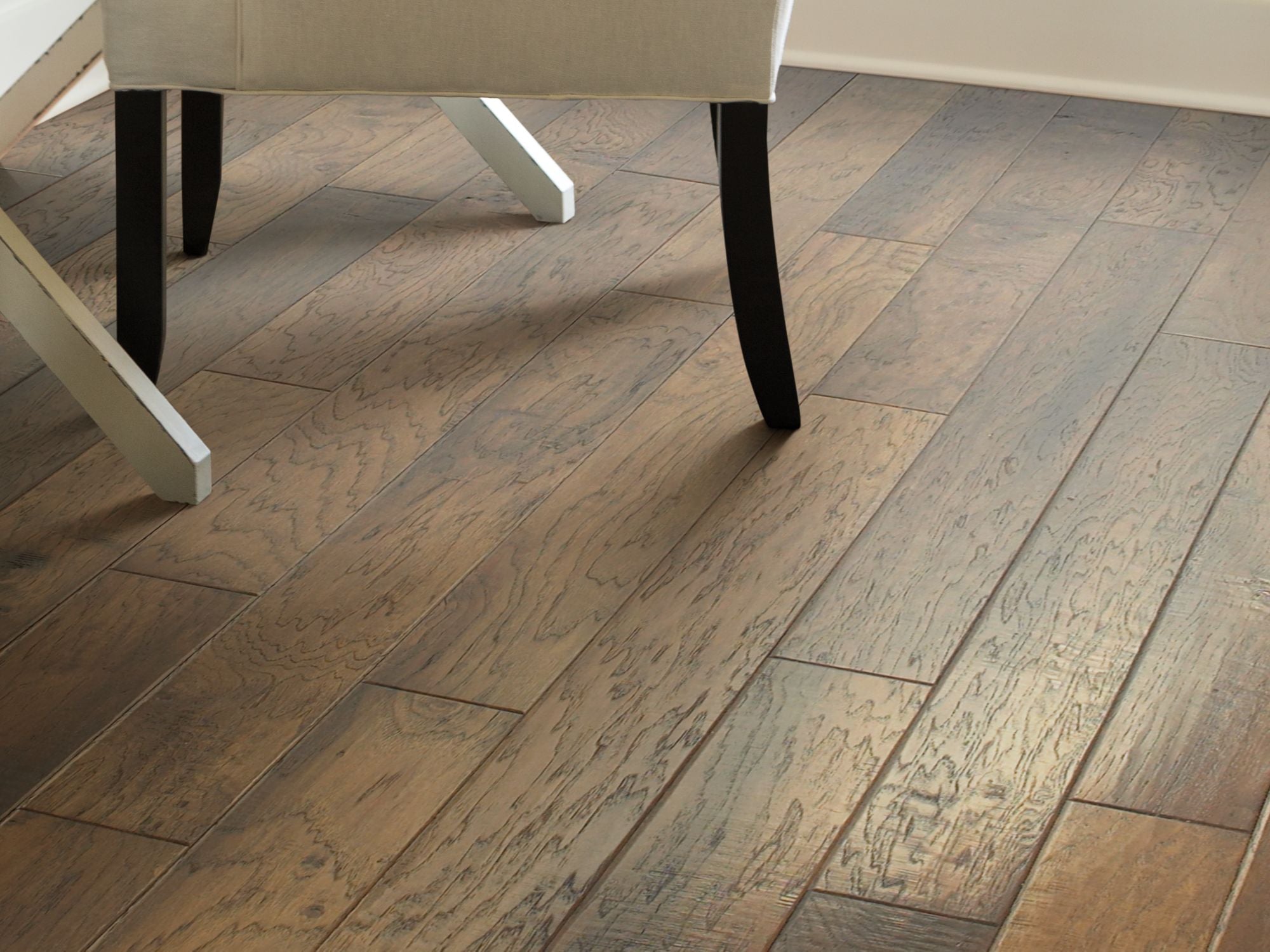 Bernina Hickory Anderson Hardwood in the color muretto by Shaw flooring in a home, showing the finished look.