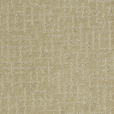 Simply Beautiful Residential Carpet by Shaw Floors in the color Beeswax. Sample of golds carpet pattern and texture.