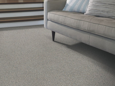 Blending Upwards Residential Carpet by Shaw Floors in the color Peaceful Mood. Image of blues carpet in a room.