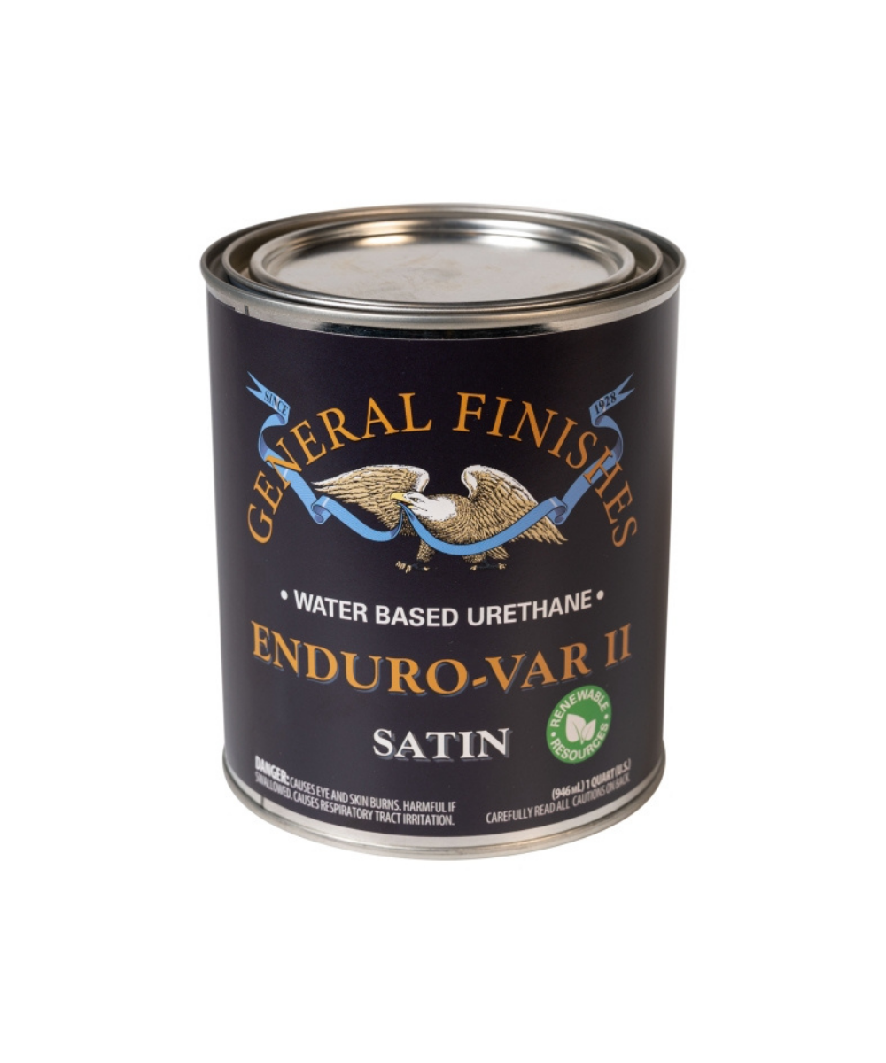Enduro-Var II Water Based Urethane Topcoat. Available at John Boyle Decorating Centers in Connecticut.