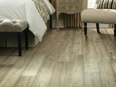 Exquisite Floorte Hardwood in the color brightened oak by Shaw flooring in a home, showing the finished look.