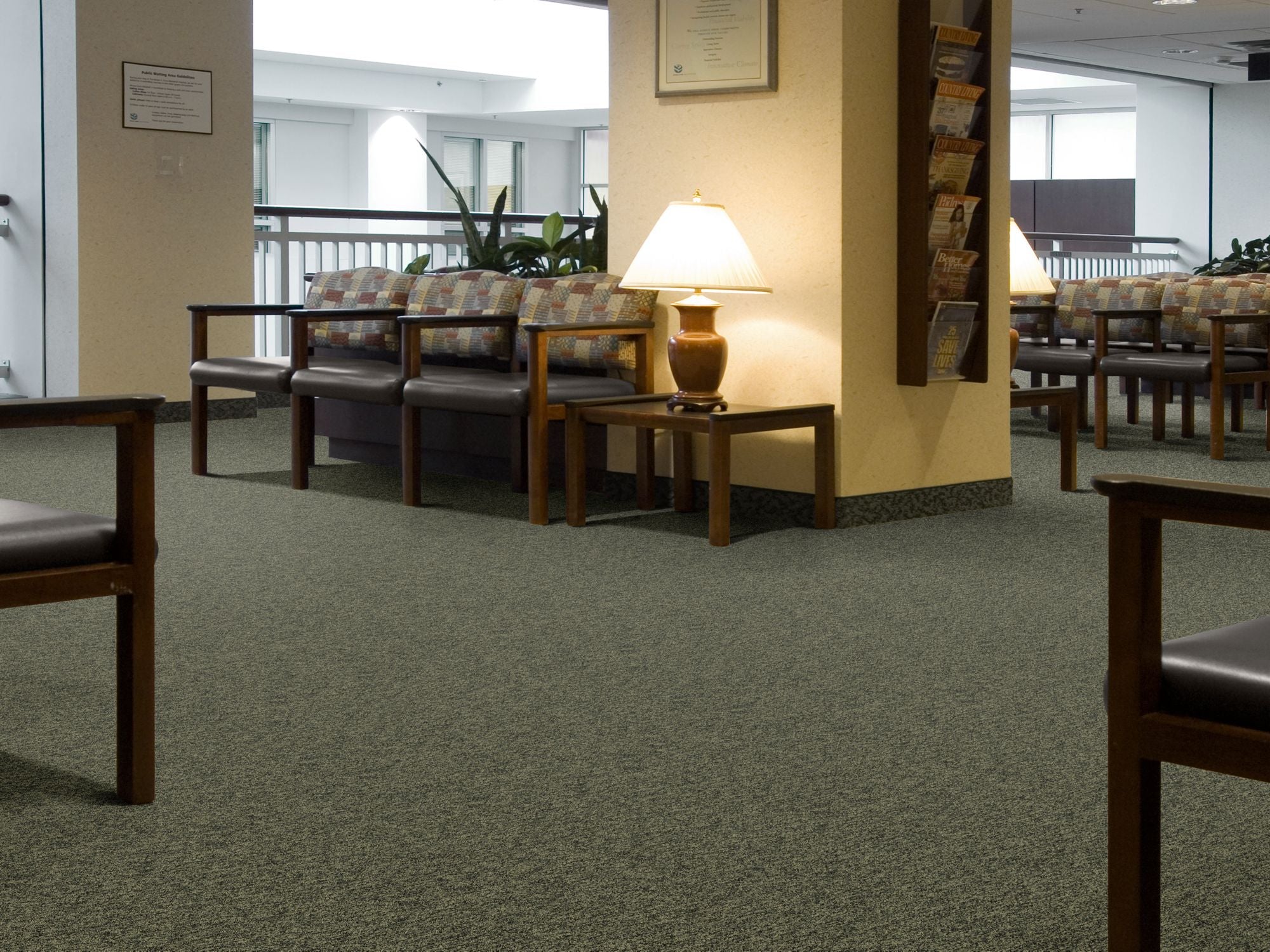 No Limits 26 Commercial Carpet by Philadelphia Commercial in the color Boundless. Image of greens carpet in a room.