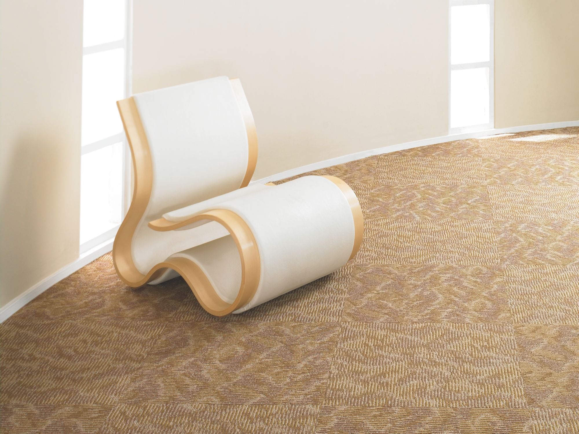 Ripple Effect Commercial Carpet by Philadelphia Commercial in the color Echo. Image of golds carpet in a room.