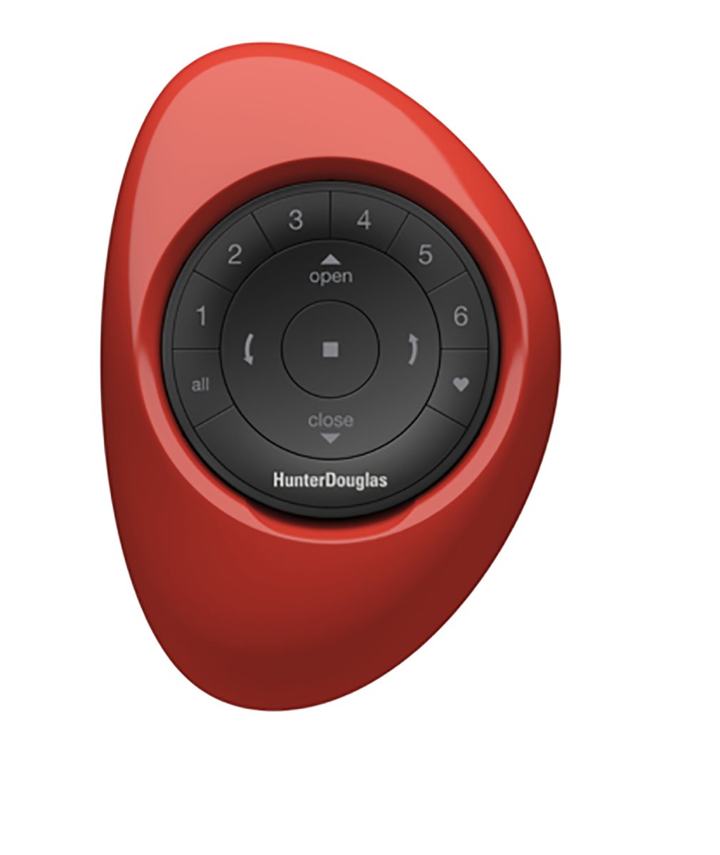 Hunter Douglas Pebble Remote Black on Poppy