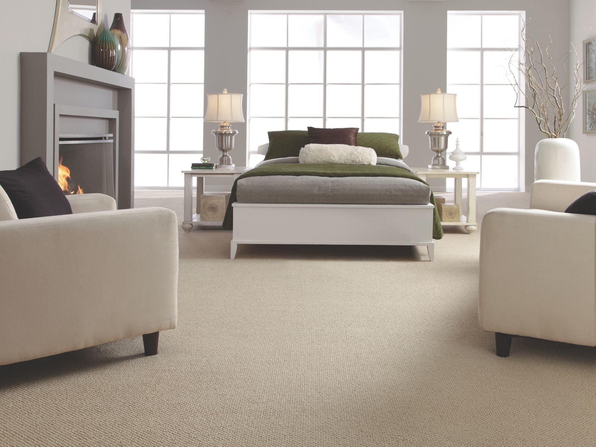 Careless Whisper Residential Carpet by Anderson Tuftex in the color Nutty Beige. Image of beiges carpet in a room.
