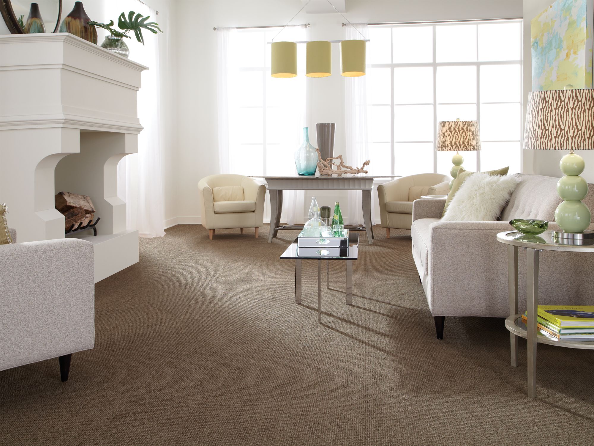 Baywood Ave. Residential Carpet by Anderson Tuftex in the color Earthy. Image of grays carpet in a room.